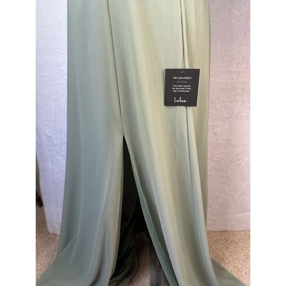 Lulus soft green XL spaghetti strap long formal - Picture 4 of 9